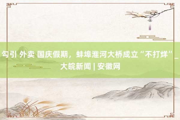 勾引 外卖 国庆假期，蚌埠淮河大桥成立“不打烊”_大皖新闻 | 安徽网