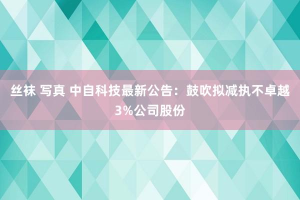丝袜 写真 中自科技最新公告：鼓吹拟减执不卓越3%公司股份
