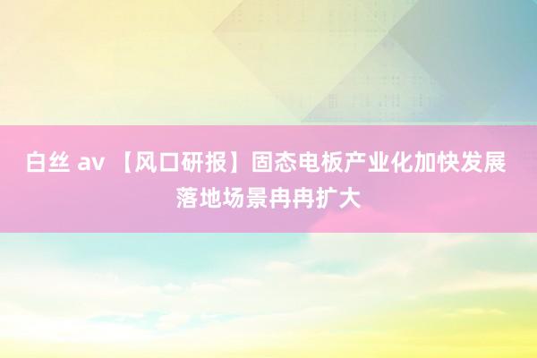 白丝 av 【风口研报】固态电板产业化加快发展 落地场景冉冉扩大
