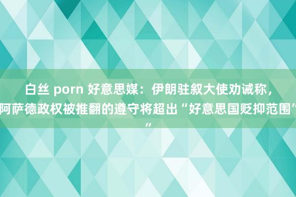 白丝 porn 好意思媒：伊朗驻叙大使劝诫称，阿萨德政权被推翻的遵守将超出“好意思国贬抑范围”