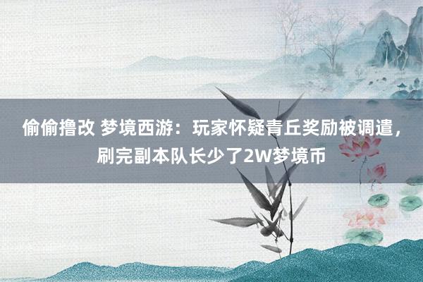偷偷撸改 梦境西游：玩家怀疑青丘奖励被调遣，刷完副本队长少了2W梦境币