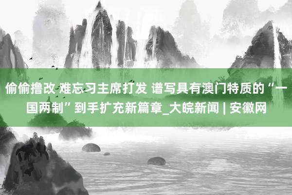 偷偷撸改 难忘习主席打发 谱写具有澳门特质的“一国两制”到手扩充新篇章_大皖新闻 | 安徽网
