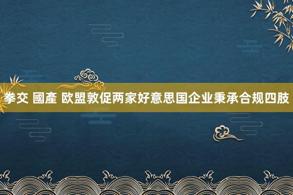 拳交 國產 欧盟敦促两家好意思国企业秉承合规四肢