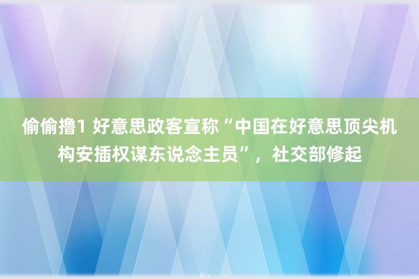 偷偷撸1 好意思政客宣称“中国在好意思顶尖机构安插权谋东说念主员”，社交部修起