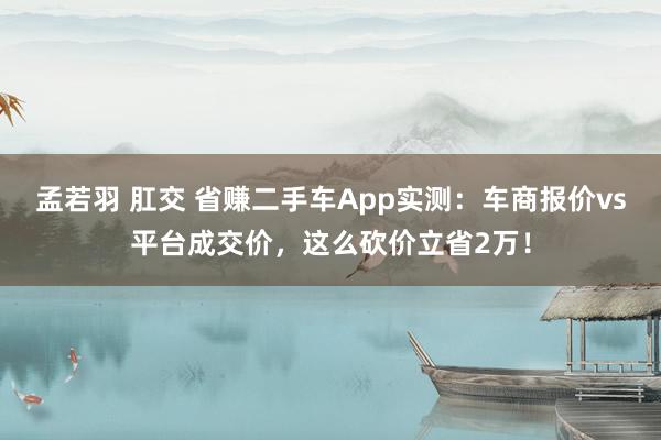 孟若羽 肛交 省赚二手车App实测：车商报价vs平台成交价，这么砍价立省2万！