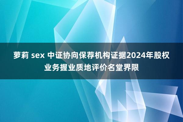 萝莉 sex 中证协向保荐机构证据2024年股权业务握业质地评价名堂界限